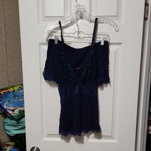 Chic Midnight Blue Lace Chemise